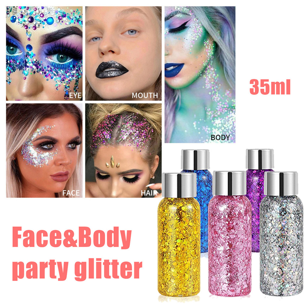

10 Colors Glitter Shiny body Painting Gel Cream Glitter Art Eye Shadow Wajah Berkilau Make Up Tool 35g