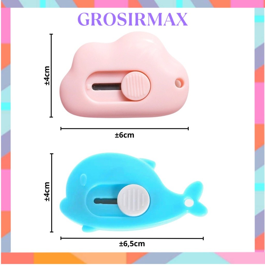 

COD MAKASSAR Makassar Pisau Cutter Mini Model Awan & Dolphin Alat Bantu Potong Kertas Plastik Unboxing Paket Perlengkapan ATK Sekolah Travel Size Cloud Shape Sliding Knife Kater Kecil Lucu Cuter