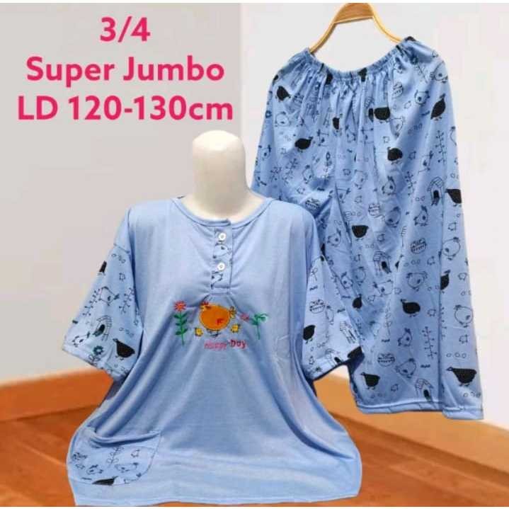 Super JUMBO BebyDoll 3/4 Wanita Dewasa Bahan Kaos Termurah / Baju Tidur 3/4 Super JUMBO