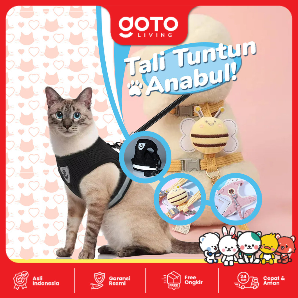Goto Pullie Harness Tali Tuntun Rompi Kucing Anjing Pet Dog Cat Leash