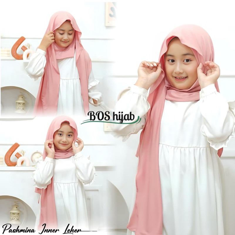 PASHMINA INSTAN INNER JERSEY OVAL NUTUP LEHER ANAK REMAJA 2in1  5-12th / hijab anak SD  Remaja tangg
