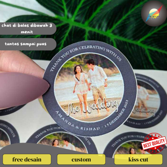 

PrintLab 9-15 Print Sticker Wedding Souvenir Stiker Bulat Chromo Custom Ucapan Nikah Free Desain