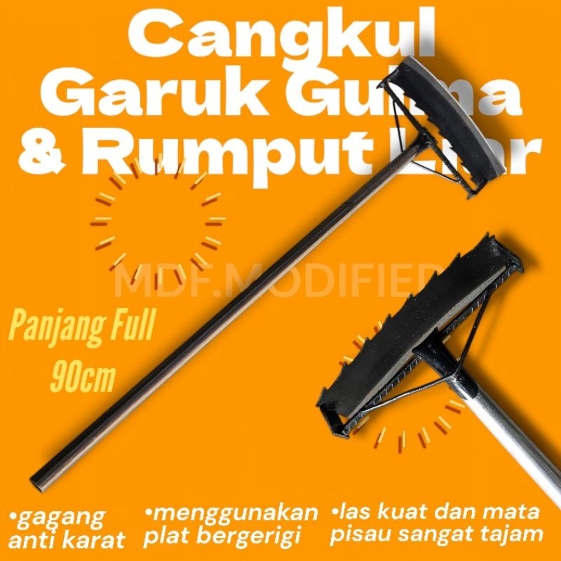 Cangkul Garuk Gulma Plat Gergaji Super Tajam 90cm / Alat Penggaruk Rumput Liar / Garuk Rumput Liar /