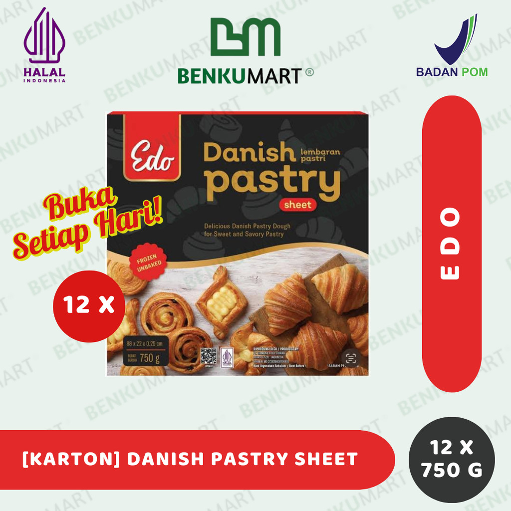 

[KARTON] Danish Pastry Sheet Edo 750 gr - Lembaran Adonan Pastri HALAL