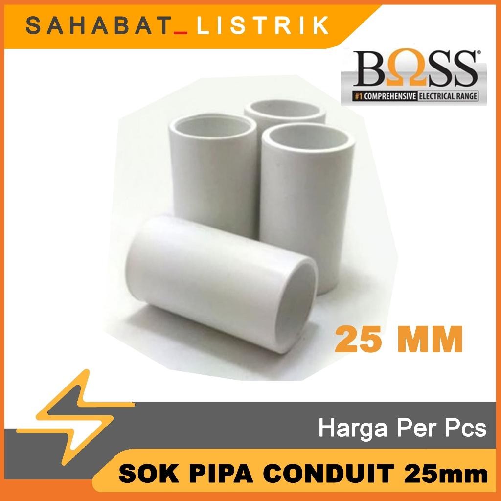 Sok 25 mm Pipa Listrik Conduit BOSS 25mm Putih Per Pcs
