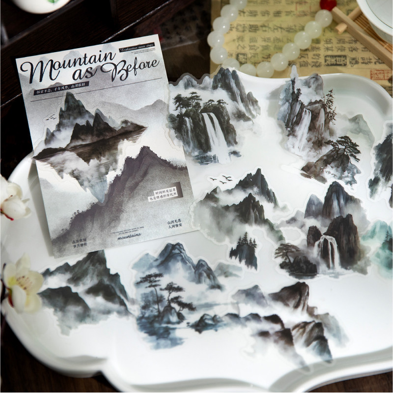 

10 Sheets PET Large size Stickers Landscape of Mountains Decorative handmade Scrapbooking Material Diary Album Craft Supplies