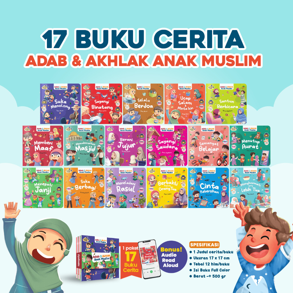 17 Buku Cerita Adab dan Akhlak Anak Muslim Paket Cerita Sebelum Tidur- untuk anak PAUD/TK/SD