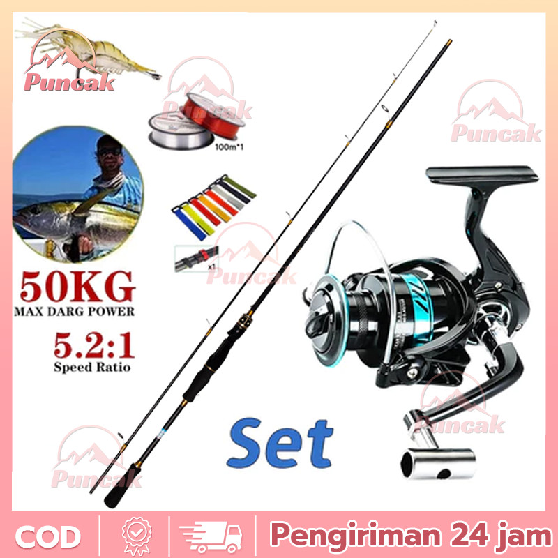 【PUNCAK】Set Joran Pancing Lengkap Murah 17+1BB ORIGINAL Mesin Pancing Fishing Accessories Big Trolli