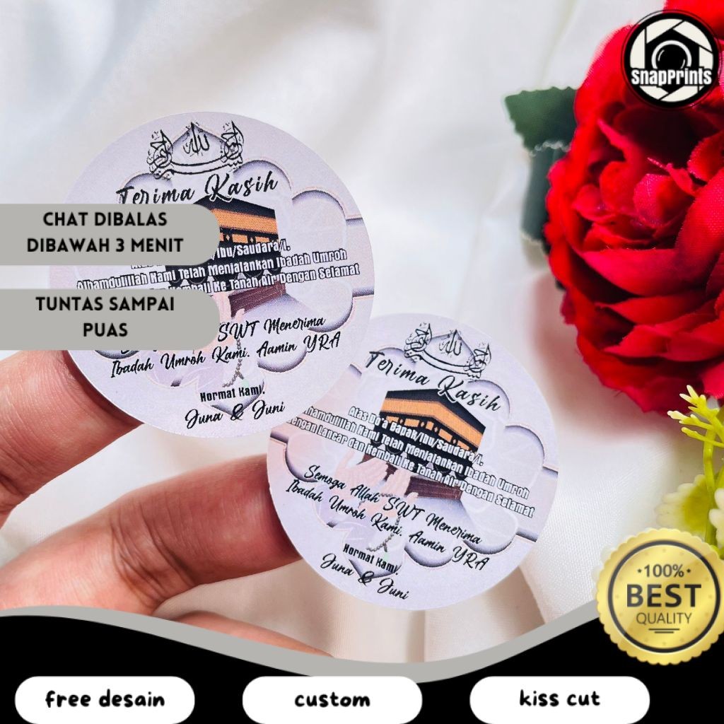 

SP 2-4 Cetak Print Stiker Bulat Haji Umroh Sticker Label Custom Gift Hajj Murah Free Desain