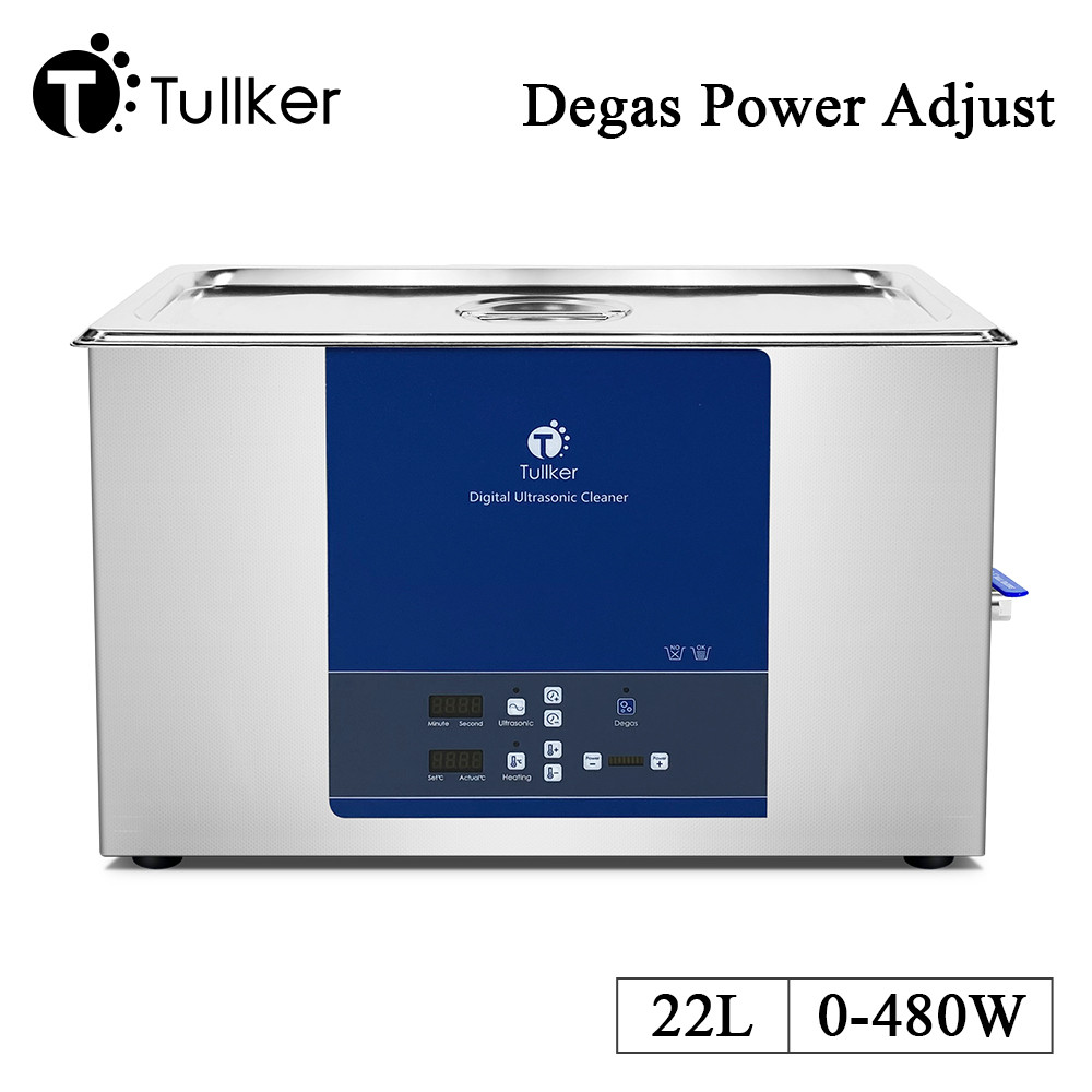 Tullker Power Adjust Ultrasonic Cleaner Degassing 22L Stainless Tank DPF Glassware Hardware PCB Circ