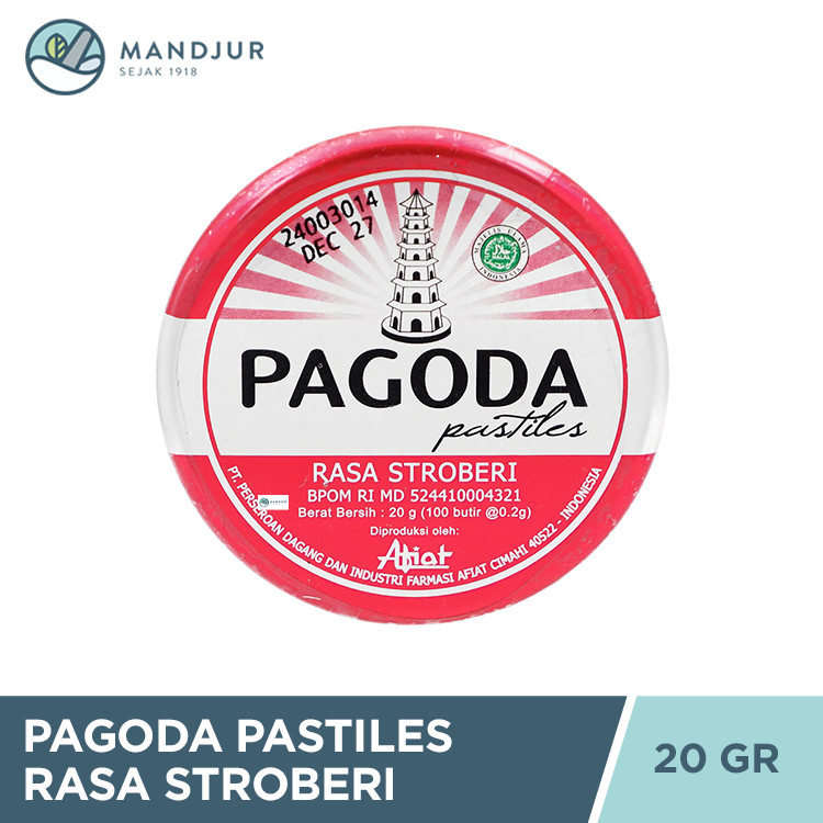 

Pagoda Pastiles Rasa Stroberi 20 Gram - Permen Pelega Tenggorokan