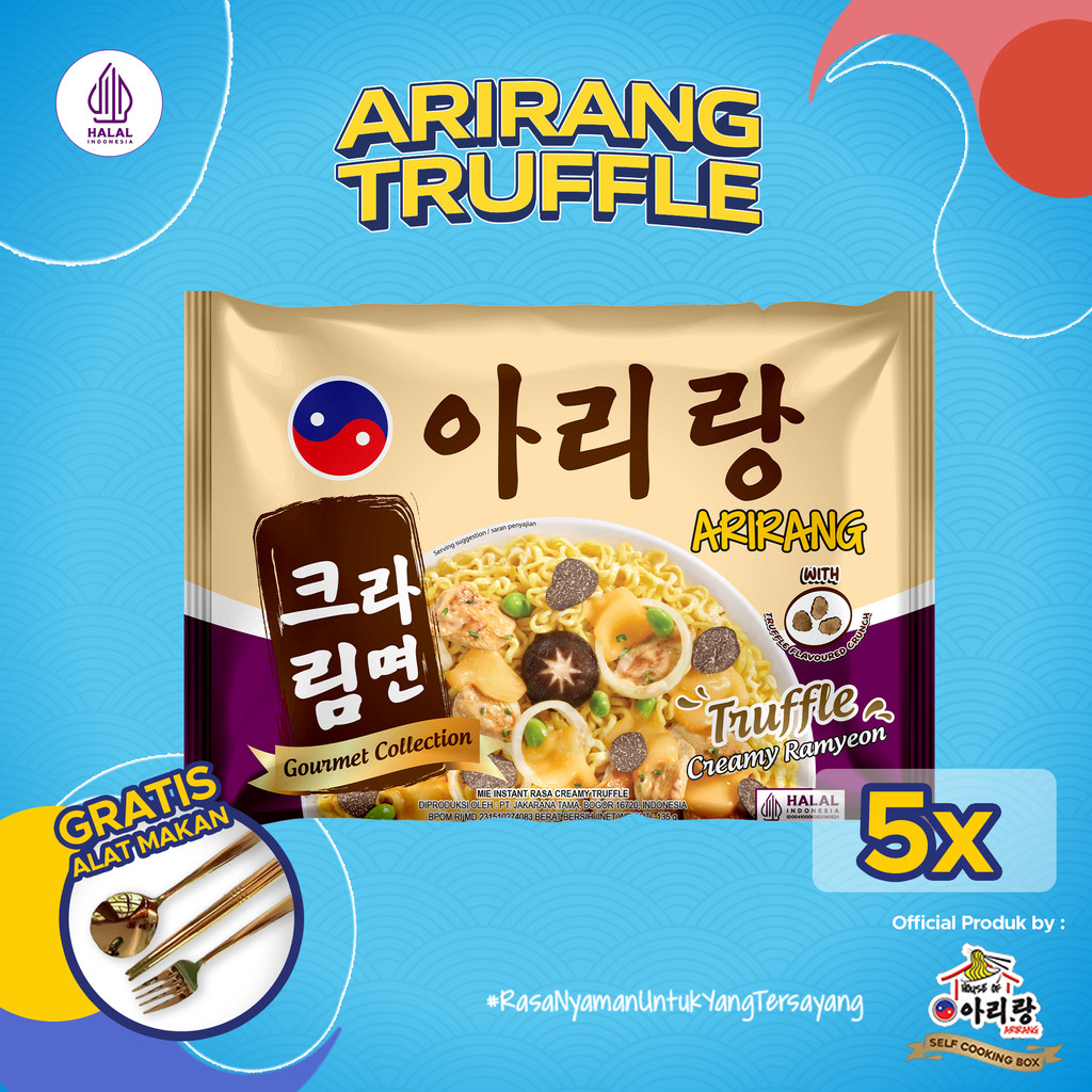 

5 Pcs Arirang Mie Instan Goreng Rasa Truffle Creamy Ramyeon 135g Free Alat Makan