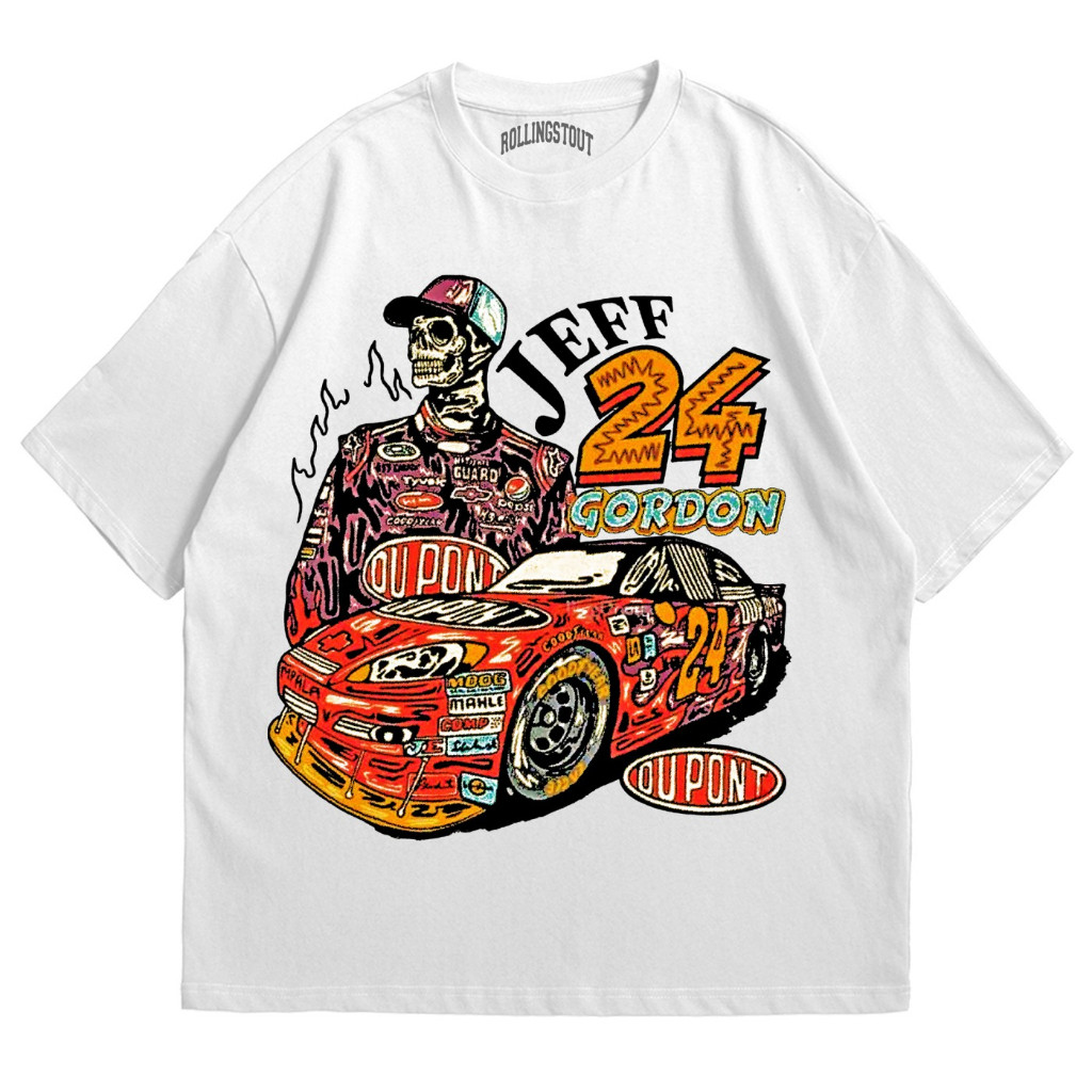 Rollingstout - Jeff Gordon White | Kaos Vintage Nascar | BAJU MUSIK METAL ROCK