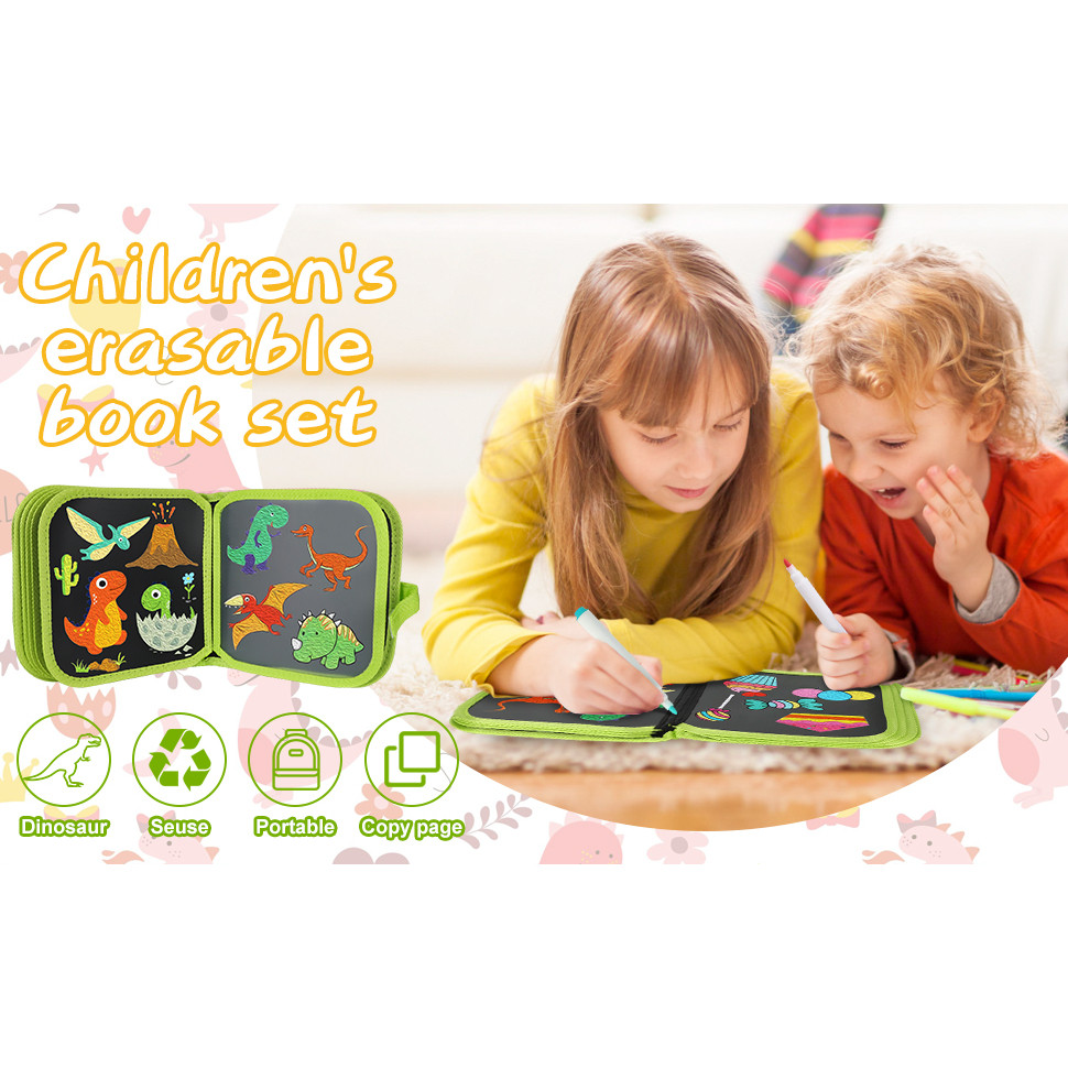 

ARDHIANTOSHOP Buku Gambar Portable Ajaib Reusable Bisa Dihapus 14 Hal Free 2pcs Tissue dan 12 Spidol