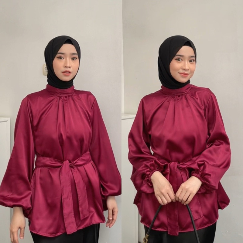 Atasan Wanita Kemeja Satin / Blus Satin/ Kemeja Silk / Baju Kondangan wanita/ atasan wanita hijab / 
