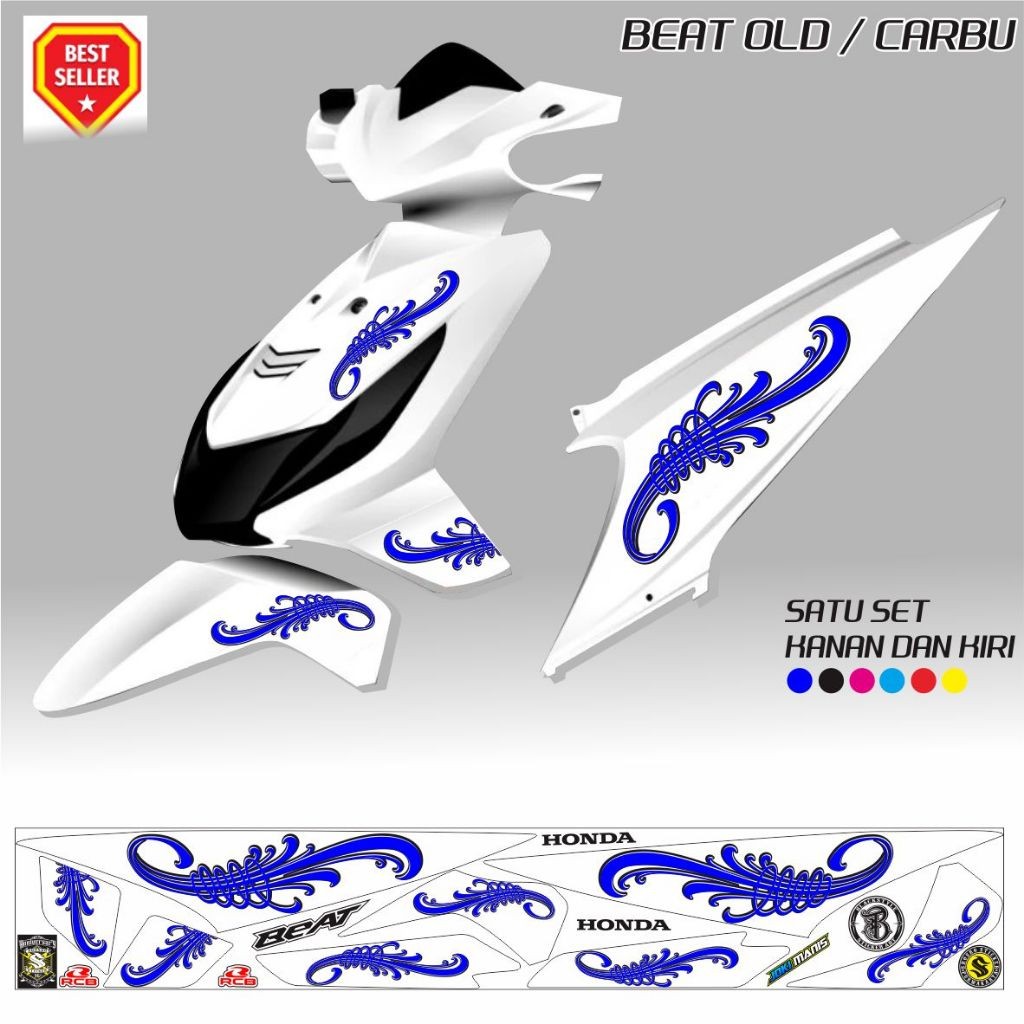 VARIASI KEREN STIKER STRIPING MOTIF KEREN MOTOR HONDA MATIC BEAT OLD KARBU VARIASI