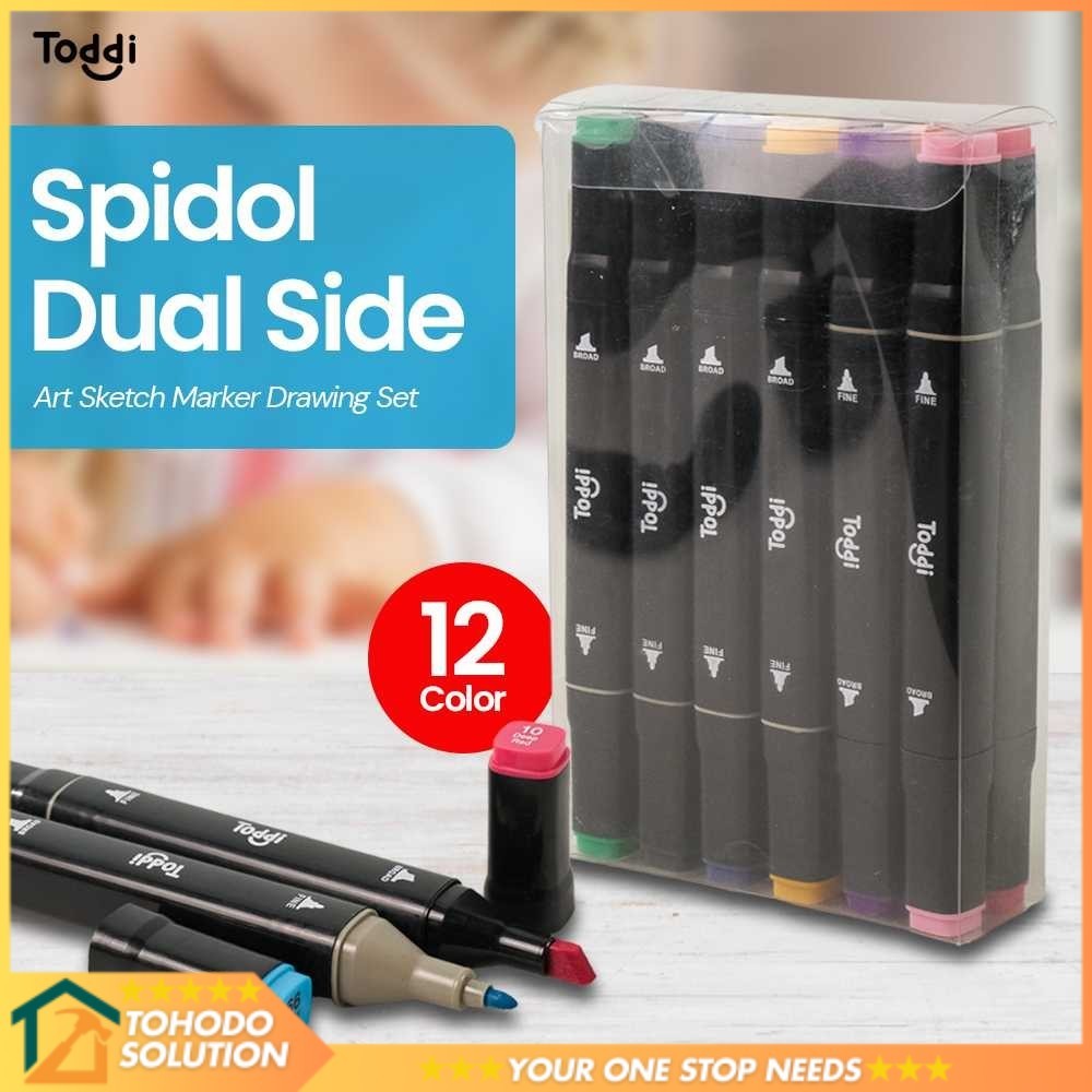 

Toddi Spidol Dual Side Art Sketch Marker Drawing Set 12 Color - T12