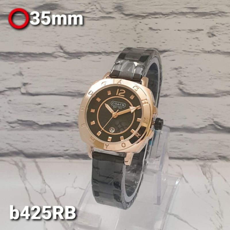 JAM TANGAN WANITA COACH RANTAI STAINLESS TANGGAL AKTIF