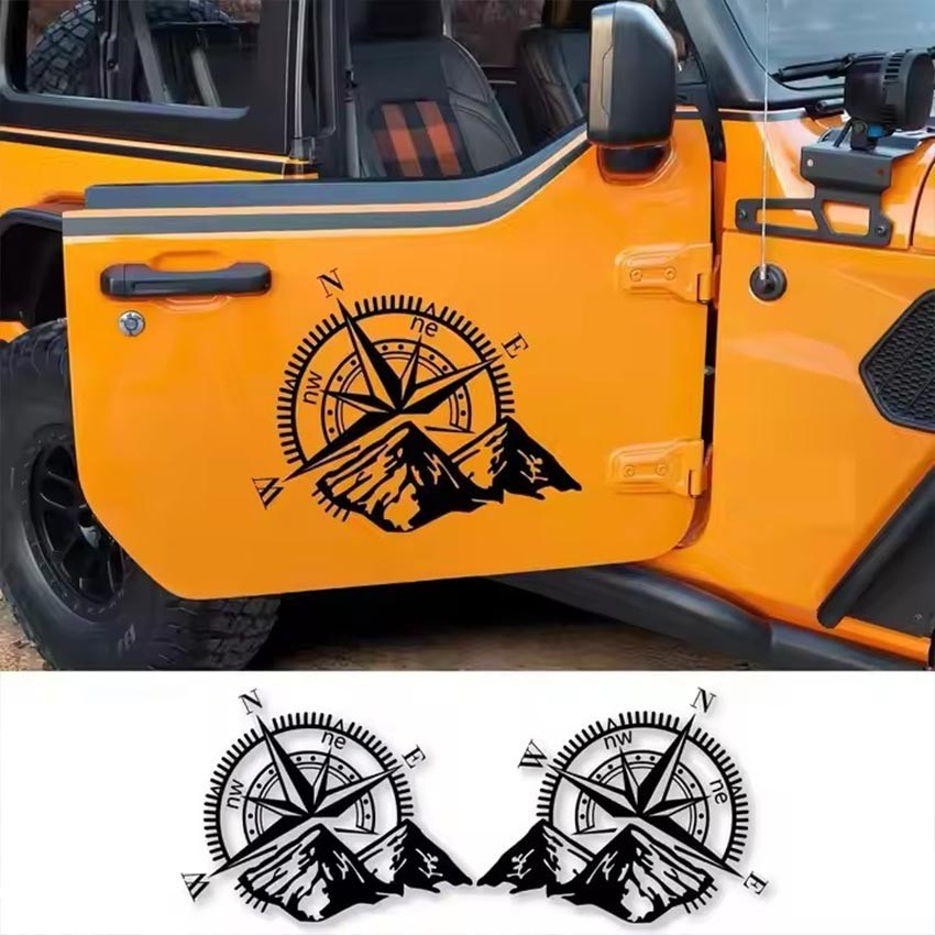 Stiker Sticker Mobil Motif Kompas Montain Universal Alat Bantu Pengukur Digital Komponen Suku Cadang