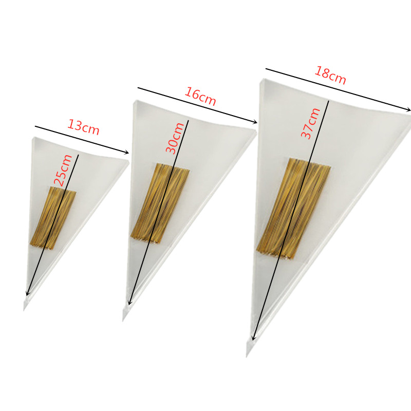 

50/100pcs triangle Gift Bags Cones Transprant Plastic Bag Carrot Candy Bags Kids Birthday Party Decoration Easter Party Decorati