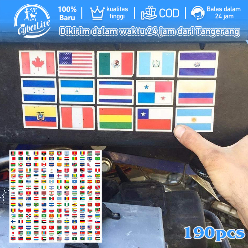 

192pcs Bendera Dunia Sticker Bendera 192 Negara Stiker
