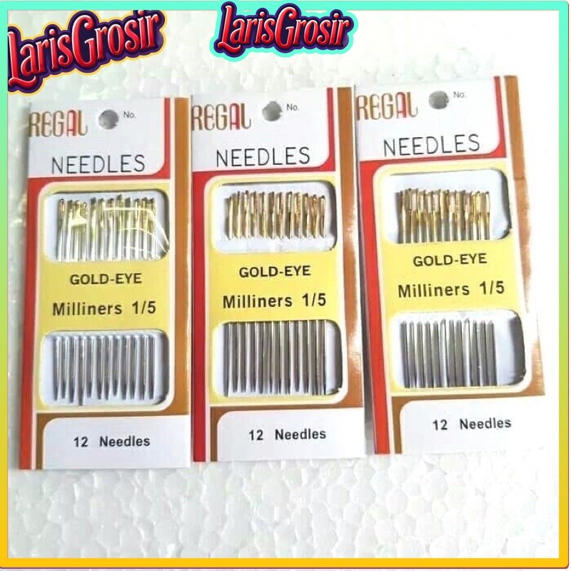 COD JARUM JAHIT TANGAN REGAL GOLD EYE MILINERS 1/5 isi 12pcs Makassar