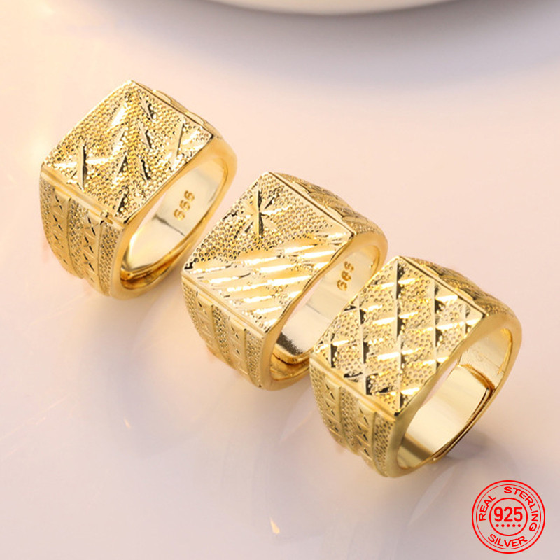24K Gold Ring For Women Men Wedding Jewelry Accessories Wholesale