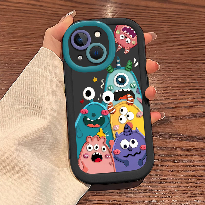CUCI GUDANG Kartun monster kecil case for iphone 11 13 14 15 plus 16 13 pro max ip 12 x xr xs max hp