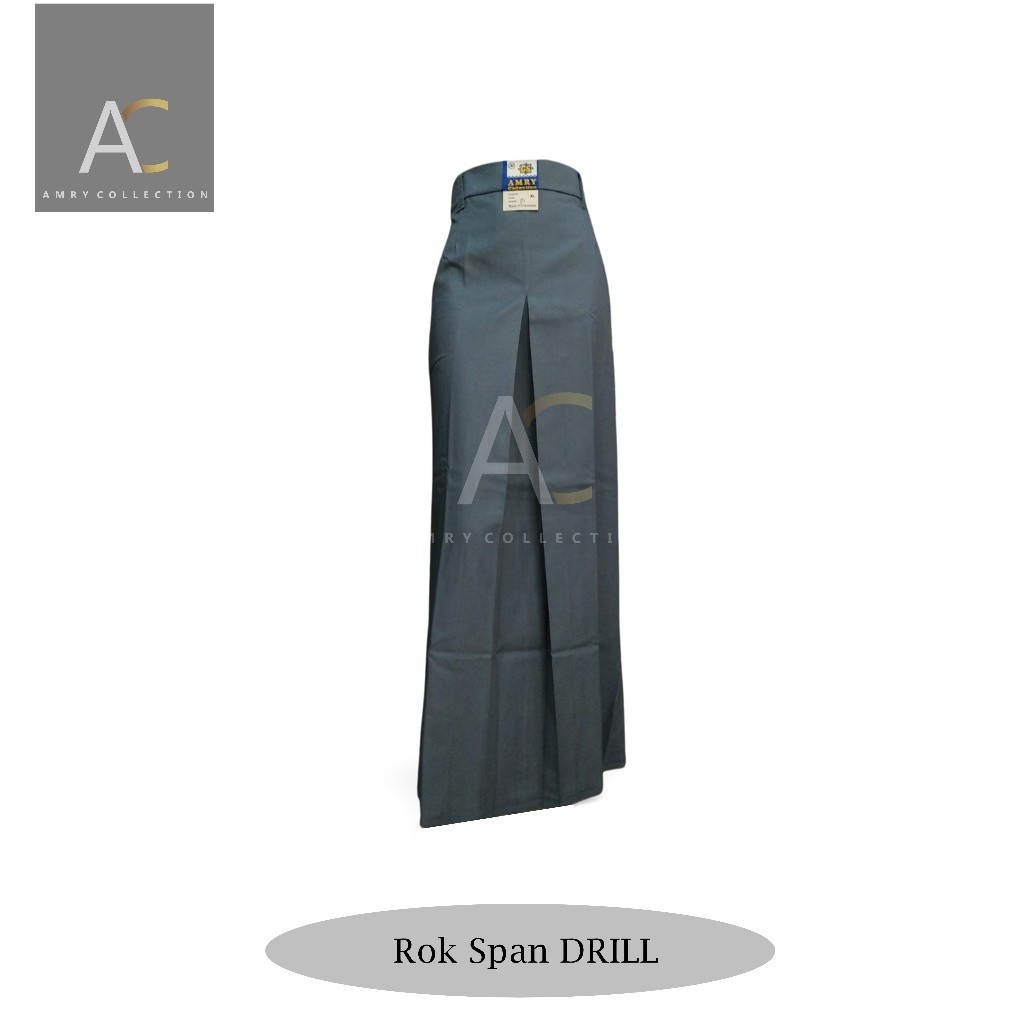 Rok Panjang Abu-abu SMA Rempel 1  / Belah 1 Bahan Drill Seragam Sekolah