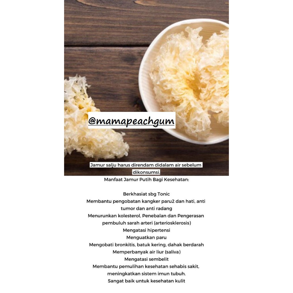 

Jamur Es 250gr kualitas bagus warna cendrung krem kuning bahkan coklat