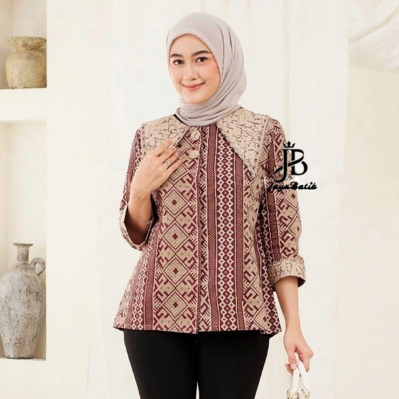 BAHAN PREMIUM / TERBARU - BATIK WANITA MODERN - BLUS BATIK WANITA - BATIK WANITA KANTOR BATIK KERJA 