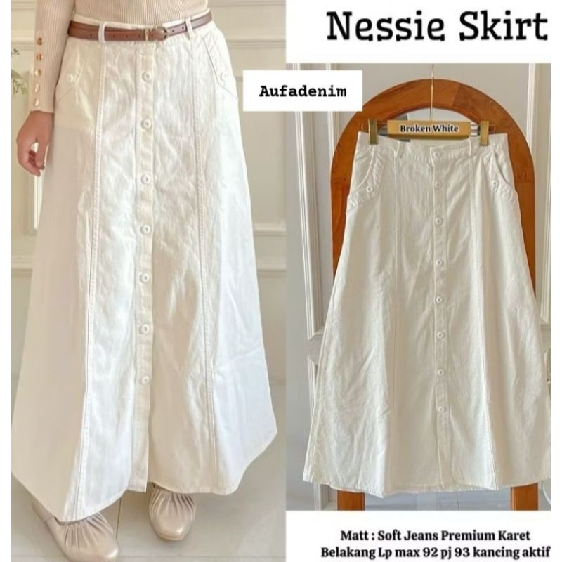 ROK COKLAT,ROK PUTIH,ROK HITS PANJANG,nessie skirt, rok  panjang jins, rok cewek, rok korea,rok duyu