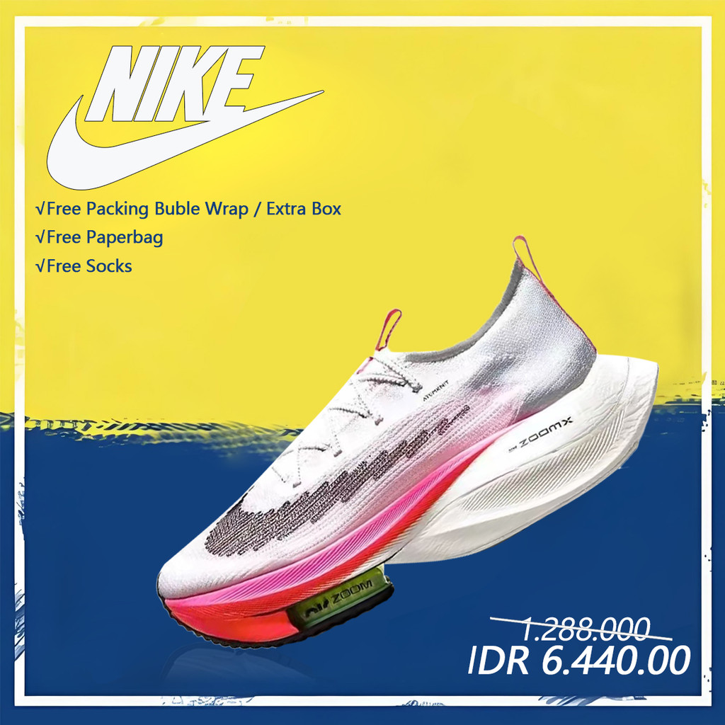 epatu Lari Nike Alphafly 3 Volt Concord Low-top Carbon Plate Unisex Bubuk putih