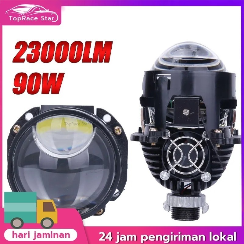 BILED WST 3 INCH DC 12V 55W Lensa Projector Blue Lens Projie
