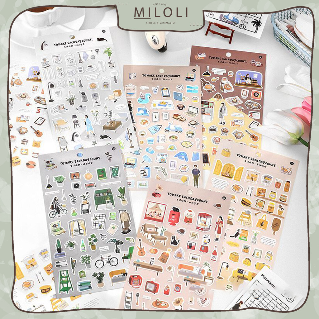 

[MILOLI] 1Pcs SIMPLE TO MAKE EACH DAY Sticker Retro DIY Scrapbook Jurnal Sticker - B0511