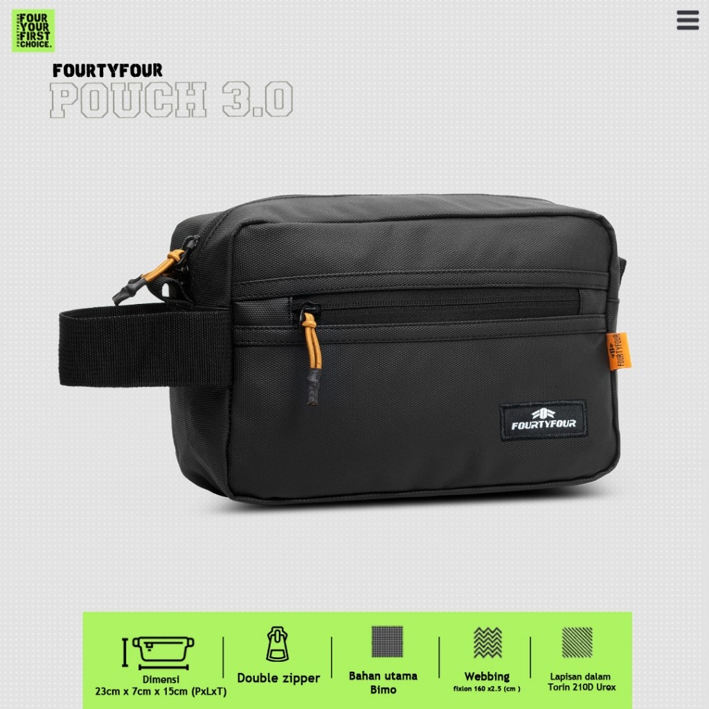 BAHAN PREMIUM / Tas Pria FOURTYFOUR POUCH Anti Air - Tas Slingbag Clutchbag Pria Kasual
