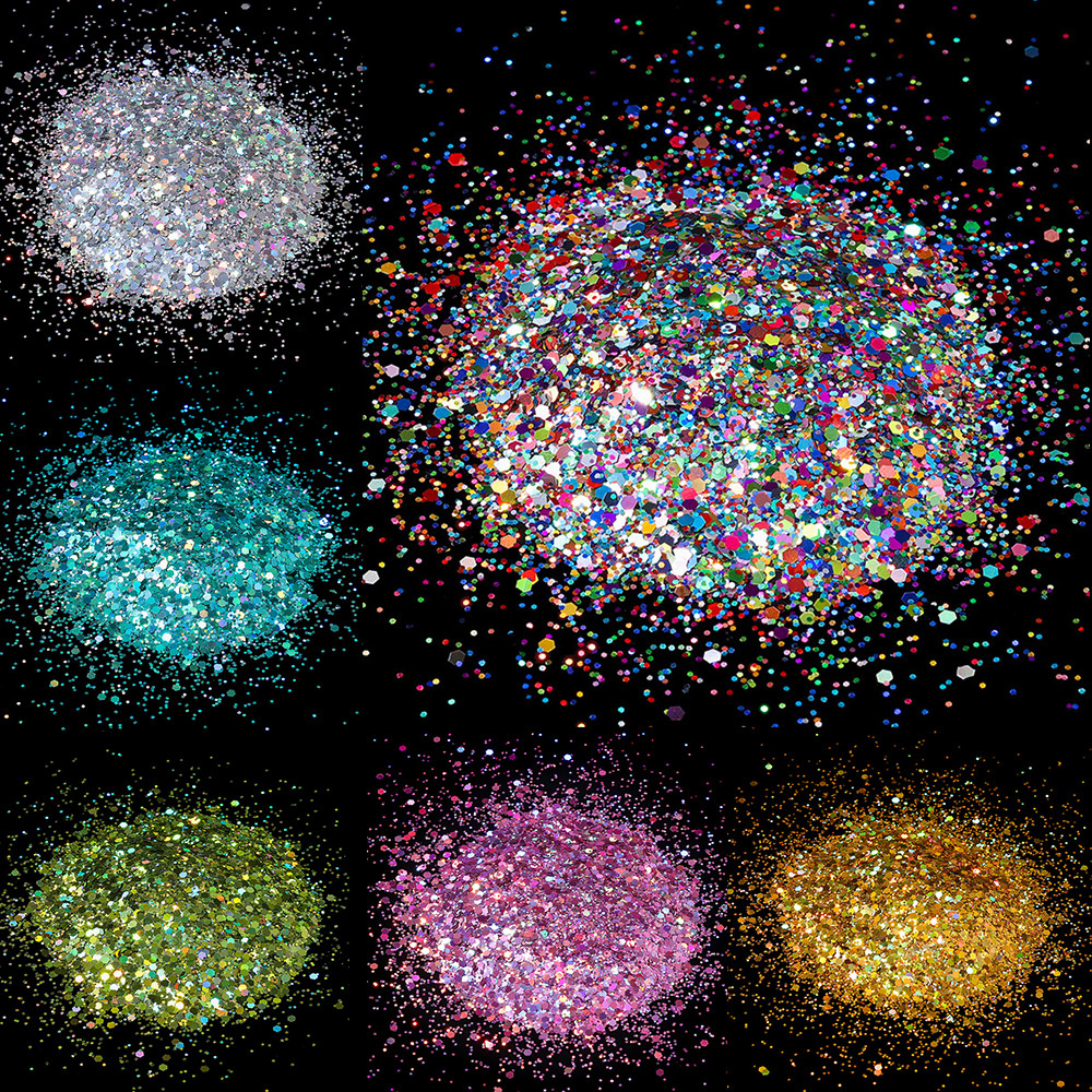 

10g Holographic Hexagon Chunky Glitter Epoxy Resin Filler Flakes Laser Sparkly Sequ for DIY Epoxy Resin Nail Art Fillings