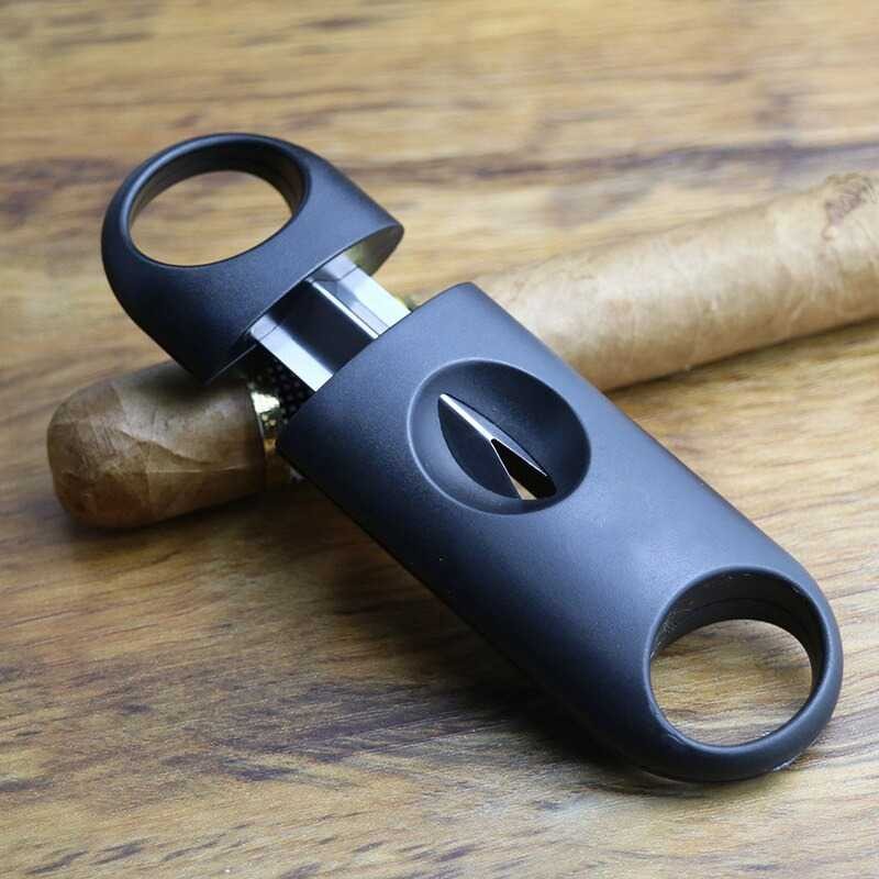 

RUMAHKU - KNIFEZER Pemotong Rokok Cerutu Cigar Cutter Guillotine Blade V Cut - 0810S