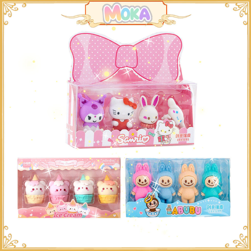 

MOKA Penghapus Berkualitas Untuk Menulis Dan Menggambar / 1Set Isi 4Pcs Penghapus Motif Kawaii Lucu Dan Menggemaskan / Penghapus Box Set 4 In 1 / Rubber Eraser Box Mika Set