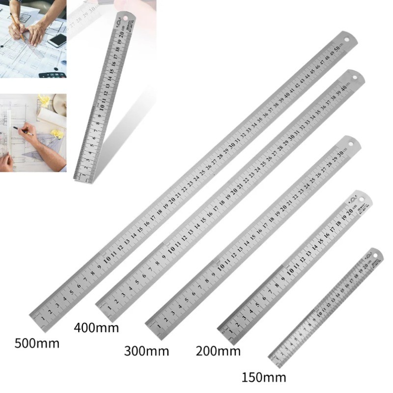 

Stainless Steel Metal Ruler Precision Double-sided Ruler Test Measuring Ruler Multifunctional Stationery Student Ruler