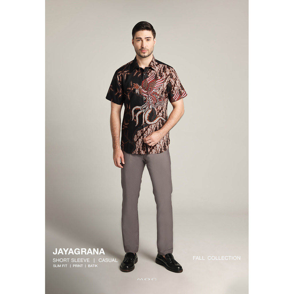MOC - Kemeja Batik Pria Lengan Pendek Jayagrana - Brown