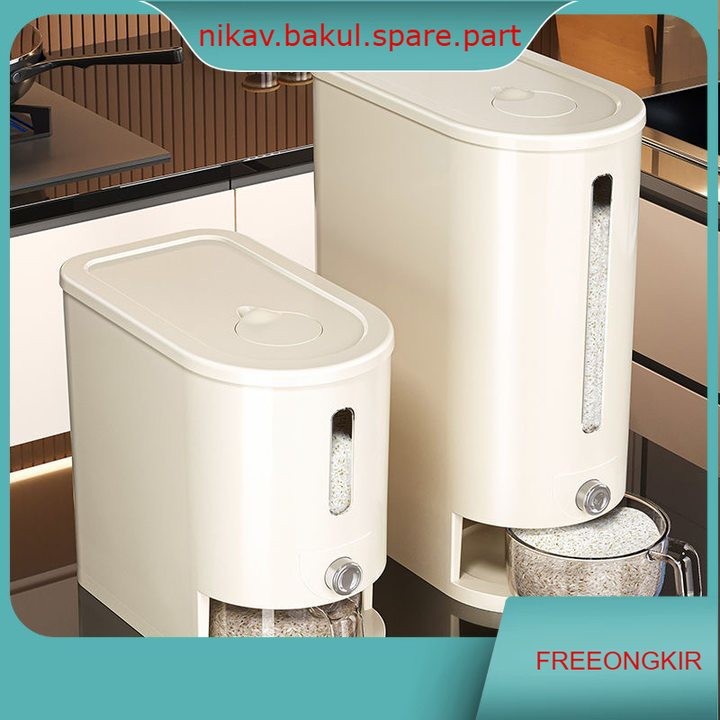 Dispenser Beras Otomatis 6/12KG 2025 Baru Tempat Penyimpanan Beras Food Grade Anti Kutu