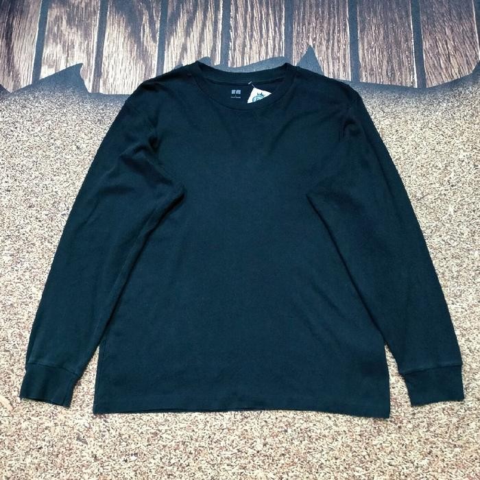 kaos panjang pria hitam polos UNIQLO long sleeve pria long sleeve murah bagus size M