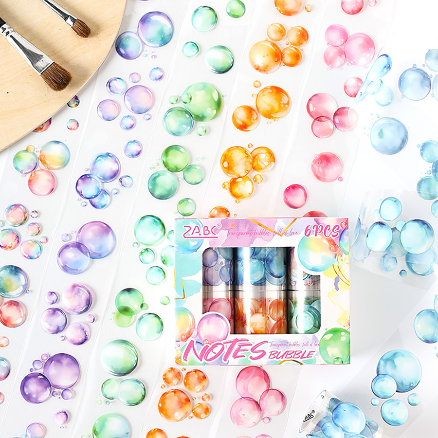 

[Artopia] 1 Box isi 6 Roll Sticker PET Tape Bubble Stain Gelembung Kopi Cantik