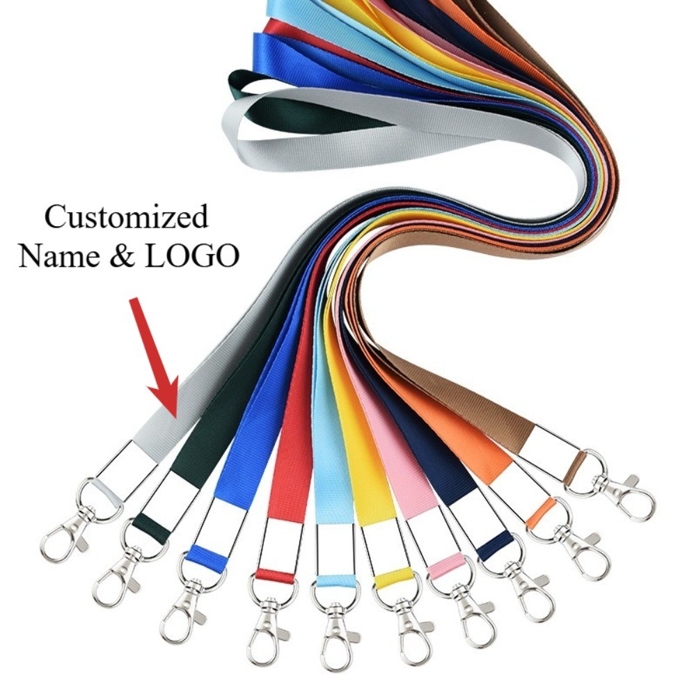 

Customized Keychain ID Tag Name Badge Holder Lanyard Solid Color Employee's Pass Card Case Sleeve Working Cover Badge Neck Strap