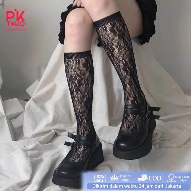New Women'S Solid Patterned Long Socks Kaos Kaki Lotita Kaos Kaki Betis Wanita Kaos Kaki Panjang Bet