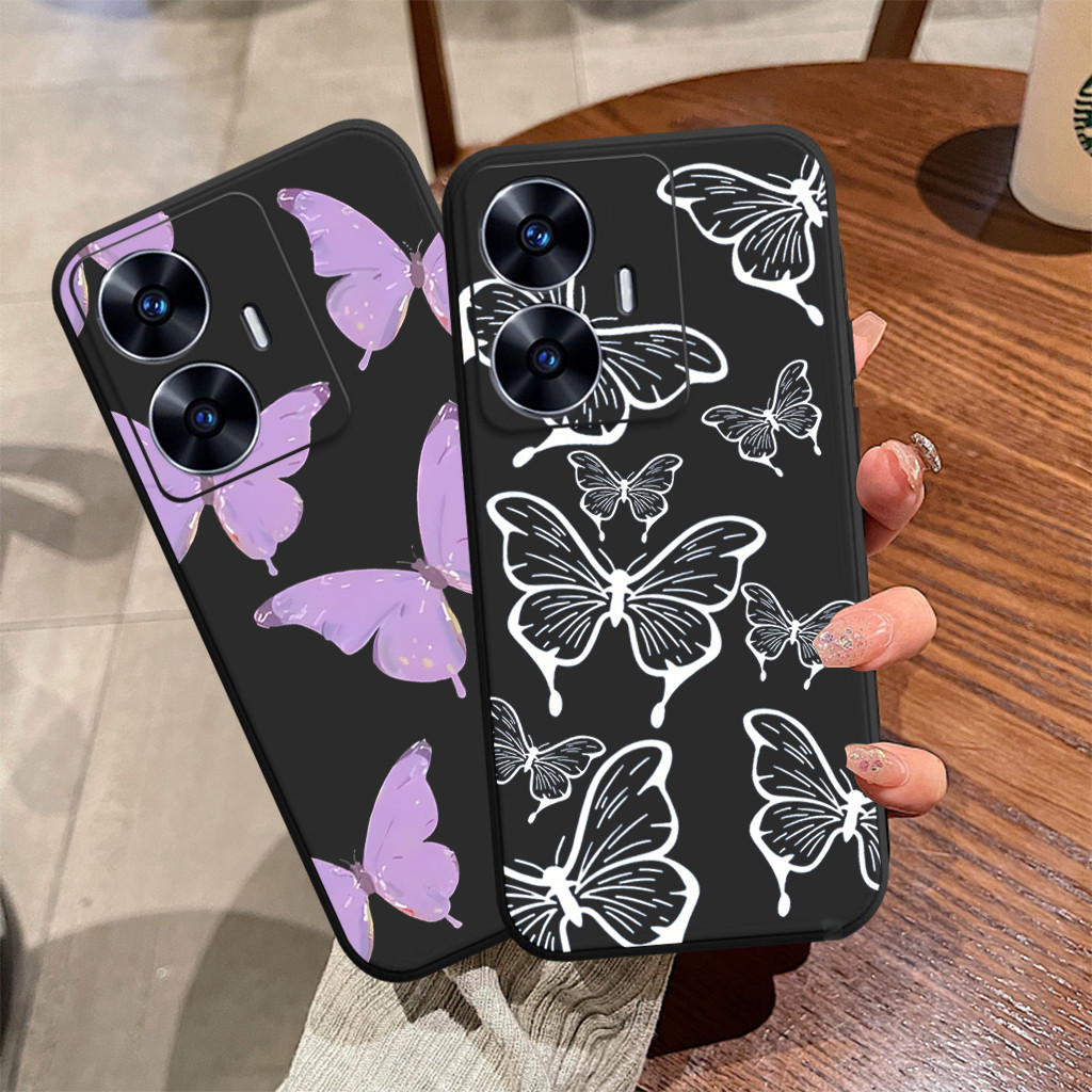 Kesing Realme C55 - Case Realme C55 - Case Pro Kamera Lentur Motif Kupu-Kupu Cute