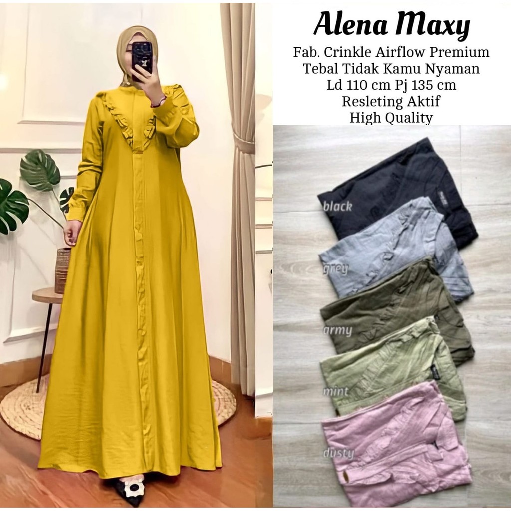 GAMIS CRINKLE / GAMIS WANITA MUSLIM UKURAN JUMBO/ ALENA MAXY DRESS TERBARU