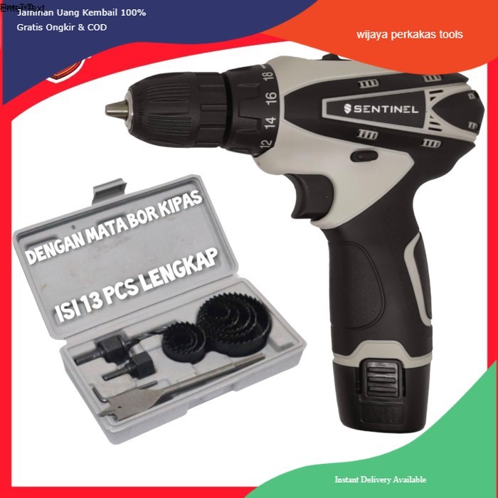 MESIN BOR CORDLES 12V SET MATABOR PELUBANG KAYU 13PCS PAKET HIDROPONIK