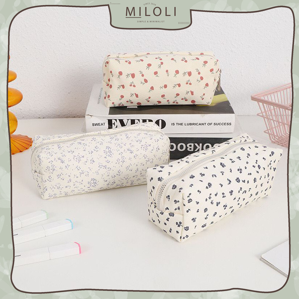 

[MILOLI] 1Pcs KOTAK PENSIL FLORAL Pen Bag Tempat Pensil Pencil Case Korean Style Stationery - F0291
